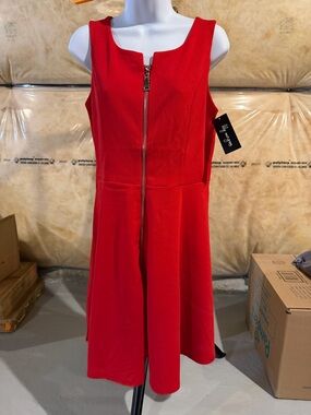 Sleeveless Red Zip-Front Dress